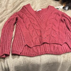 Anthropologie v-neck sweater. Berry colored. XS
